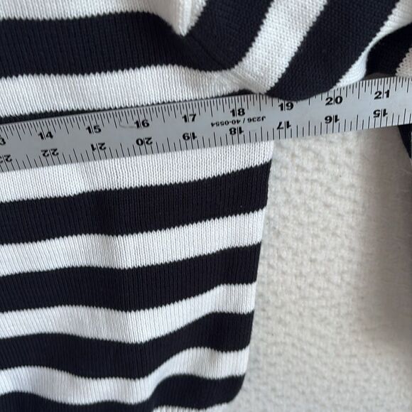 J Crew Striped half-zip sweater with pearl zipper Womens Small Navy White - Picture 9 of 11